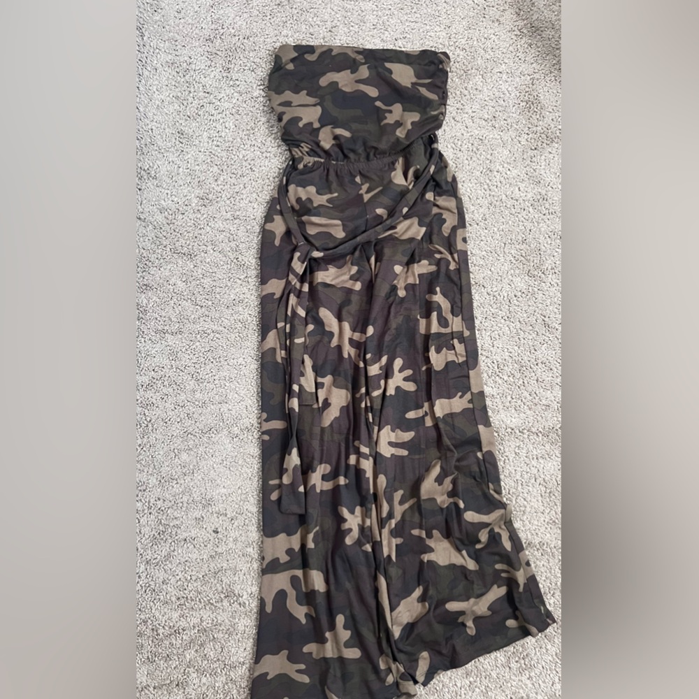 Camo strapless jumpsuit pants or dress